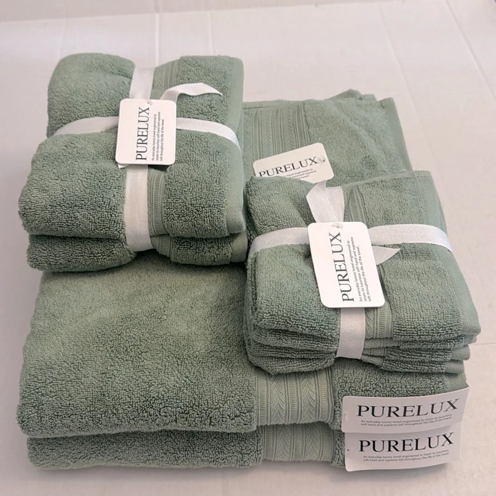 💥8pc PURELUX Luxury Bath Towel Set - Loft By Loftex - Rayon From Bamboo - Olive